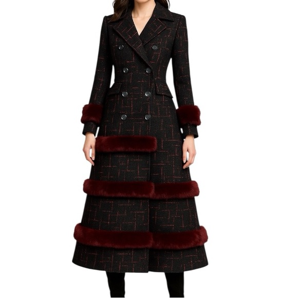 M Signature Label Collection Jackets & Blazers - Gorgeous Fur Trim Tweed Long Jacket The Iphigenyah